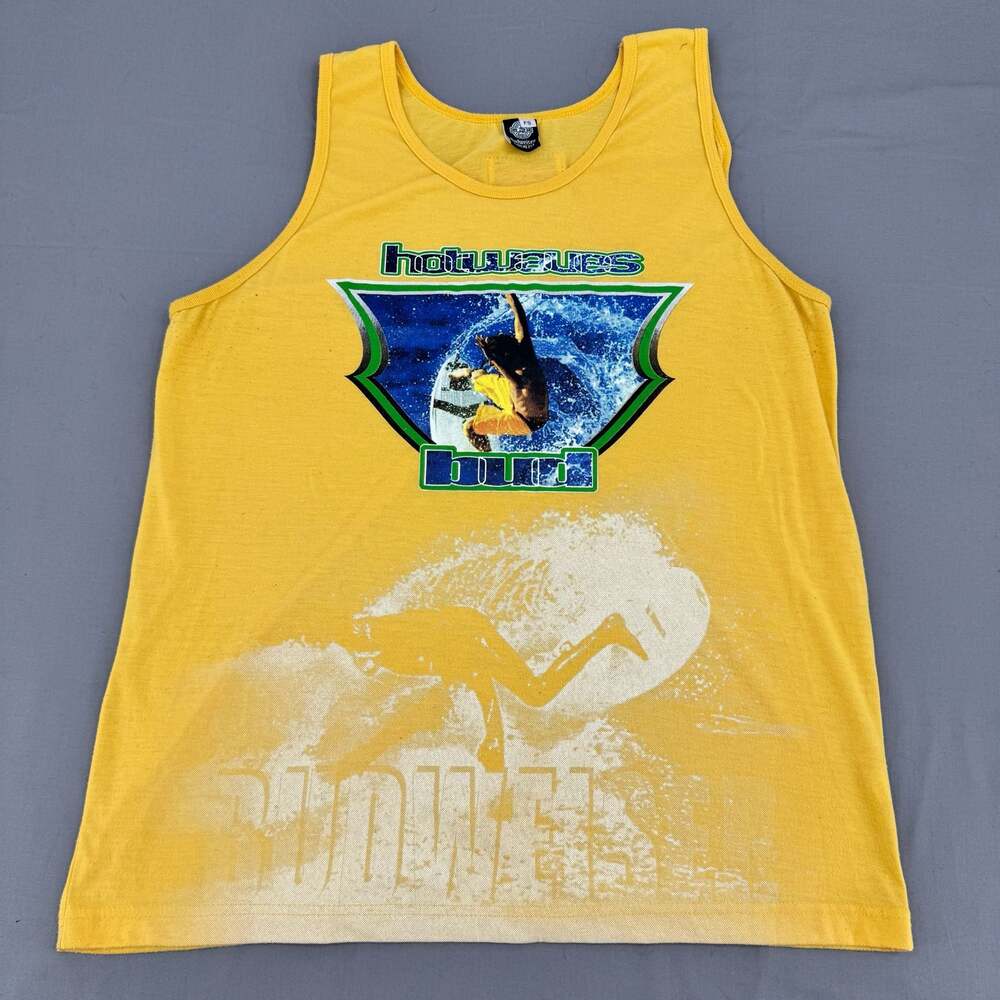Vintage Y2K Budweiser Hot Waves Surf Tank Top Mens L Surfer Beer Graphic 90s/00s